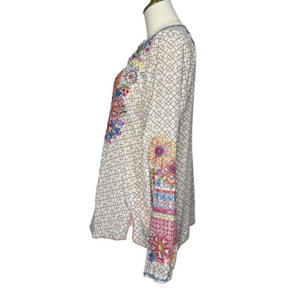 Johnny Was Biya Katie Blouse Women’s Medium 100% Silk Floral Embroidered Top - Picture 5 of 9